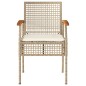 vidaXL Sillas de jardín con cojín 2 uds ratán PE beige y madera acacia vidaXL Sillas de jardín con cojín 2 uds ratán PE beige y madera acacia