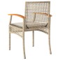 vidaXL Sillas de jardín con cojín 2 uds ratán PE beige y madera acacia vidaXL Sillas de jardín con cojín 2 uds ratán PE beige y madera acacia