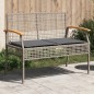 vidaXL Banco de jardín con cojín ratán sintético gris y madera acacia vidaXL Banco de jardín con cojín ratán sintético gris y madera acacia