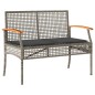 vidaXL Banco de jardín con cojín ratán sintético gris y madera acacia vidaXL Banco de jardín con cojín ratán sintético gris y madera acacia