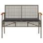 vidaXL Banco de jardín con cojín ratán sintético gris y madera acacia vidaXL Banco de jardín con cojín ratán sintético gris y madera acacia