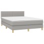 vidaXL Cama box spring colchón y luces LED tela gris claro 140x190 cm vidaXL Cama box spring colchón y luces LED tela gris claro 140x190 cm