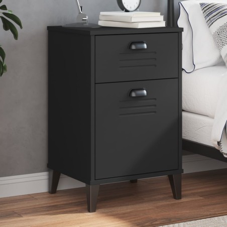 vidaXL Mesita de noche VIKEN madera maciza de pino negra