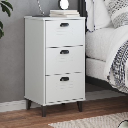 vidaXL Mesita de noche VIKEN madera maciza de pino blanca
