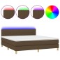 vidaXL Cama box spring con colchón LED tela marrón oscuro 160x200 cm vidaXL Cama box spring con colchón LED tela marrón oscuro 160x200 cm