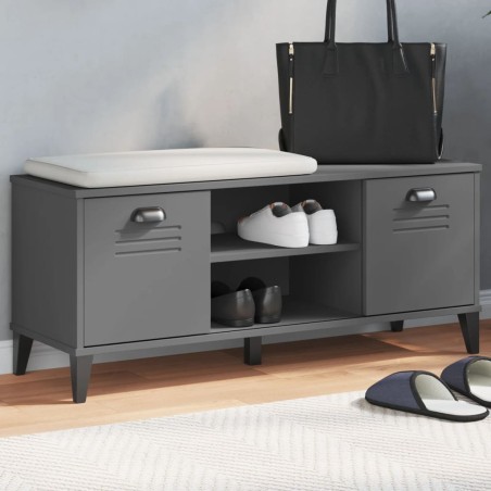 vidaXL Banco zapatero VIKEN madera maciza pino antracita 106x35x45 cm