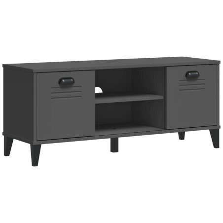 vidaXL Banco zapatero VIKEN madera maciza pino antracita 106x35x45 cm