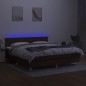 vidaXL Cama box spring con colchón LED tela marrón oscuro 160x200 cm vidaXL Cama box spring con colchón LED tela marrón oscuro 160x200 cm