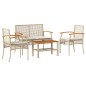 vidaXL Set muebles de jardín 4 piezas y cojines ratán sintético beige vidaXL Set muebles de jardín 4 piezas y cojines ratán sintético beige