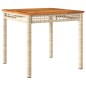 vidaXL Mesa de jardín ratán sintético madera acacia beige 80x80x75 cm vidaXL Mesa de jardín ratán sintético madera acacia beige 80x80x75 cm