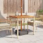 vidaXL Mesa de jardín ratán sintético madera acacia beige 80x80x75 cm vidaXL Mesa de jardín ratán sintético madera acacia beige 80x80x75 cm
