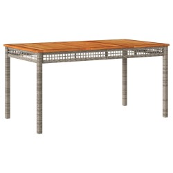 vidaXL Mesa de jardín ratán sintético madera acacia gris 140x80x75 cm
