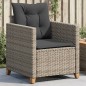 vidaXL Sillón de jardín con cojines ratán sintético gris vidaXL Sillón de jardín con cojines ratán sintético gris