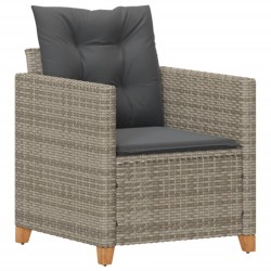 vidaXL Sillón de jardín con cojines ratán sintético gris