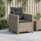 vidaXL Sillón de jardín con cojines ratán sintético gris vidaXL Sillón de jardín con cojines ratán sintético gris