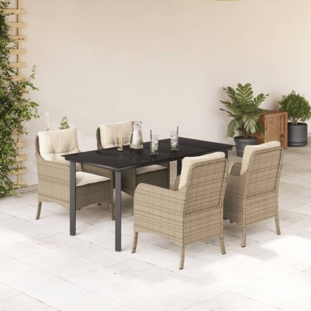 vidaXL Set comedor de jardín 5 pzas con cojines ratán sintético beige