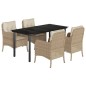 vidaXL Set comedor de jardín 5 pzas con cojines ratán sintético beige vidaXL Set comedor de jardín 5 pzas con cojines ratán sintético beige