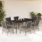 vidaXL Set comedor jardín 7 pzas y cojines ratán sintético gris claro vidaXL Set comedor jardín 7 pzas y cojines ratán sintético gris claro