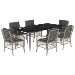 vidaXL Set comedor jardín 7 pzas y cojines ratán sintético gris claro