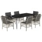 vidaXL Set comedor jardín 7 pzas y cojines ratán sintético gris claro vidaXL Set comedor jardín 7 pzas y cojines ratán sintético gris claro