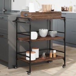 vidaXL Carrito de cocina madera ingeniería marrón roble 81,5x41x92,5cm