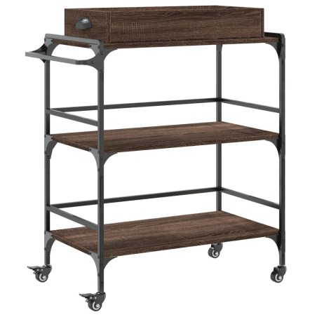 vidaXL Carrito de cocina madera ingeniería marrón roble 81,5x41x92,5cm
