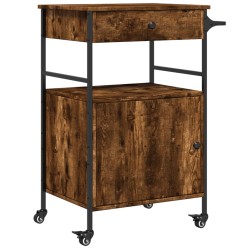 vidaXL Carrito de cocina madera ingeniería roble ahumado 56x43x89,5 cm