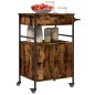 vidaXL Carrito de cocina madera ingeniería roble ahumado 56x43x89,5 cm vidaXL Carrito de cocina madera ingeniería roble ahumado 56x43x89,5 cm