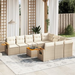 vidaXL Set de sofás de jardín 11pzas con cojines ratán sintético beige
