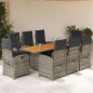 vidaXL Set comedor jardín 9 pzas y cojines ratán sintético gris vidaXL Set comedor jardín 9 pzas y cojines ratán sintético gris