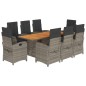 vidaXL Set comedor jardín 9 pzas y cojines ratán sintético gris vidaXL Set comedor jardín 9 pzas y cojines ratán sintético gris