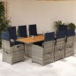 vidaXL Set comedor de jardín 9 pzas con cojines ratán sintético beige vidaXL Set comedor de jardín 9 pzas con cojines ratán sintético beige