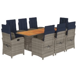 vidaXL Set comedor de jardín 9 pzas con cojines ratán sintético beige