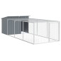 vidaXL Caseta perros con corral acero galvanizado gris 153x396x110 cm