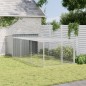 vidaXL Caseta perros con corral acero galvanizado gris 153x396x110 cm