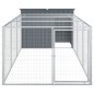 vidaXL Caseta perros con corral acero galvanizado gris 153x396x110 cm