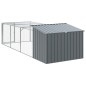 vidaXL Caseta perros con corral acero galvanizado gris 153x396x110 cm