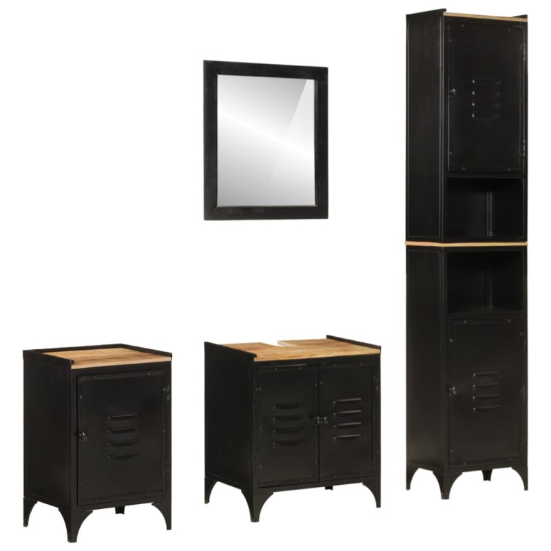 vidaXL Conjunto de muebles de baño 4 pzas madera maciza mango y hierro vidaXL Conjunto de muebles de baño 4 pzas madera maciza mango y hierro