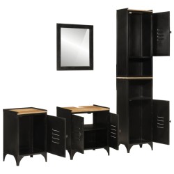 vidaXL Conjunto de muebles de baño 4 pzas madera maciza mango y hierro