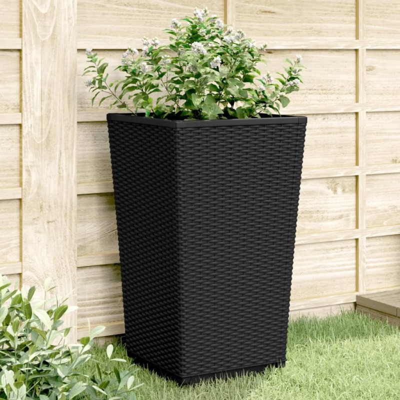 vidaXL Jardineras 4 unidades PP negro 32,5x32,5x57 cm vidaXL Jardineras 4 unidades PP negro 32,5x32,5x57 cm