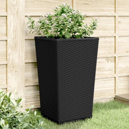 vidaXL Jardineras 4 unidades PP negro 32,5x32,5x57 cm