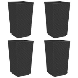 vidaXL Jardineras 4 unidades PP negro 32,5x32,5x57 cm