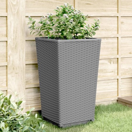 vidaXL Jardineras 2 unidades PP gris claro 32,5x32,5x57 cm
