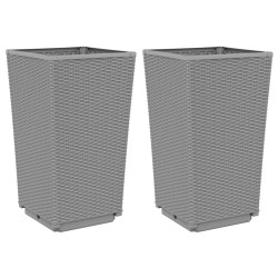 vidaXL Jardineras 2 unidades PP gris claro 32,5x32,5x57 cm
