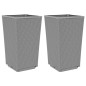 vidaXL Jardineras 2 unidades PP gris claro 32,5x32,5x57 cm