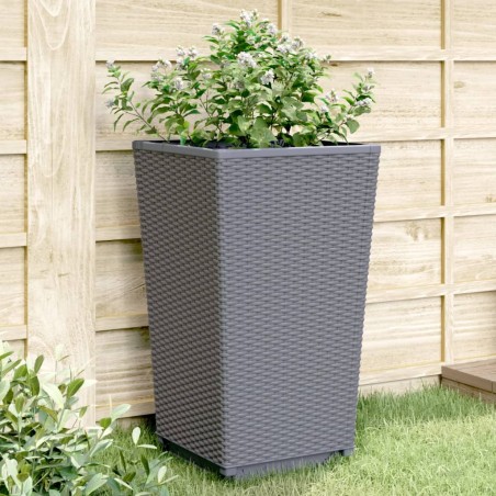 vidaXL Jardineras 4 unidades PP gris 32,5x32,5x57 cm