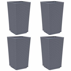 vidaXL Jardineras 4 unidades PP gris 32,5x32,5x57 cm
