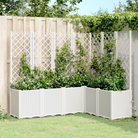 vidaXL Jardinera con enrejado PP blanco 160x120x140 cm