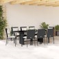 vidaXL Set de comedor de jardín 9 pzas y cojines ratán sintético negro vidaXL Set de comedor de jardín 9 pzas y cojines ratán sintético negro