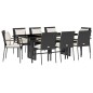 vidaXL Set de comedor de jardín 9 pzas y cojines ratán sintético negro vidaXL Set de comedor de jardín 9 pzas y cojines ratán sintético negro